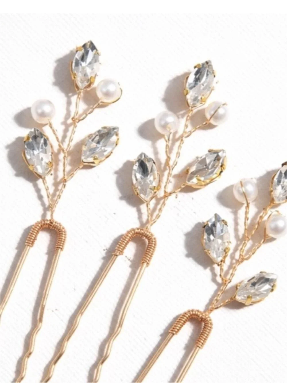 New! Gold Rhinestone Crystal Bobby Pin Set (6) NWOT